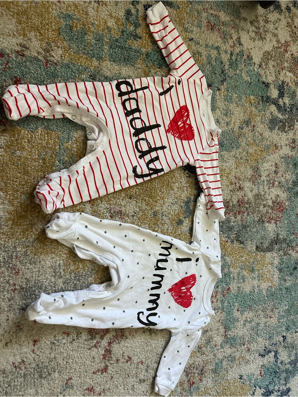 Gerber White and Red Baby Footies Set - I Daddy & I Mummy